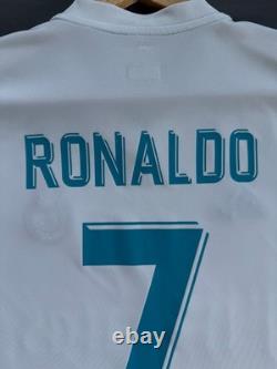 REAL MADRID 2017/2018 HOME UCL FOOTBALL authentic JERSEY #7 RONALDO SIZE M