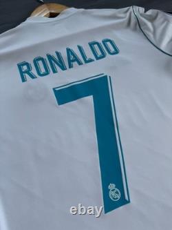 REAL MADRID 2017/2018 HOME UCL FOOTBALL authentic JERSEY #7 RONALDO SIZE M