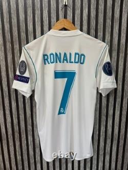 REAL MADRID 2017/2018 HOME UCL FOOTBALL authentic JERSEY #7 RONALDO SIZE S