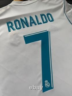 REAL MADRID 2017/2018 HOME UCL FOOTBALL authentic JERSEY #7 RONALDO SIZE S