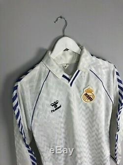 REAL MADRID 86/87 L/S Home Football Shirt (S/M) Soccer Jersey Hummel
