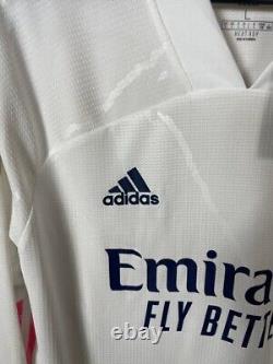REAL MADRID AUTHENTIC LONG SLEEVE HOME FOOTBALL SHIRT 2020 2021 ADIDAS MEN sz L