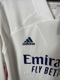 REAL MADRID AUTHENTIC LONG SLEEVE HOME FOOTBALL SHIRT 2020 2021 ADIDAS MEN sz L