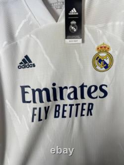 REAL MADRID AUTHENTIC LONG SLEEVE HOME FOOTBALL SHIRT 2020 2021 ADIDAS MEN sz L