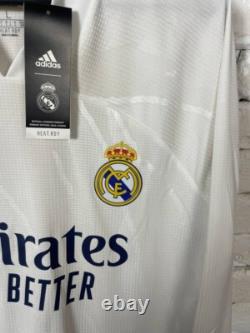 REAL MADRID AUTHENTIC LONG SLEEVE HOME FOOTBALL SHIRT 2020 2021 ADIDAS MEN sz L