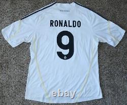 RONALDO #9 REAL MADRID CF Official Player Home Soccer Jersey XL 2009/10 CR9 UCL