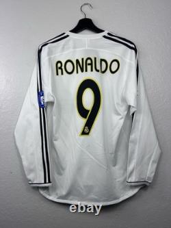 RONALDO 9 Real Madrid 03/04 Home Jersey S Long Sleeve CL Patch adidas