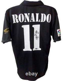 Rare Ronaldo Nazario Signed Real Madrid Black Adidas Away Jersey Beckett COA