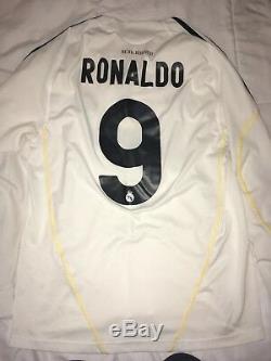 Real Madrid 09/10 Home #9 Ronaldo LS Soccer Jersey Mens M