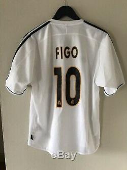 Real Madrid #10 Figo 100% Original Jersey Shirt M 2003/2004 Home Rare