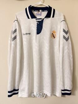 Real Madrid 1992 home Long Sleeve Jersey Size Large