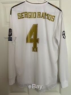 Real Madrid 19/20 Jersey Long Sleeve Climachill #4 Ramos w UCL Badges Mens Large