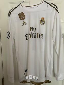 Real Madrid 19/20 Jersey Long Sleeve Climachill #4 Ramos w UCL Badges Mens Large