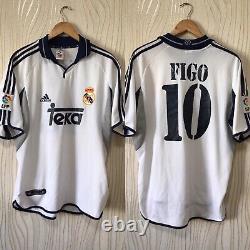 Real Madrid 2000 2001 Home Football Shirt Jersey Adidas Vintage # 10 Figo