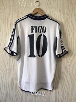 Real Madrid 2000 2001 Home Football Shirt Jersey Adidas Vintage # 10 Figo