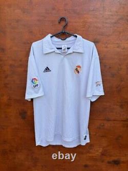 Real Madrid 2001/2002 Home Football Shirt Jersey Adidas Size L Centenary