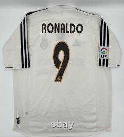 Real Madrid 2003/2004 Home Ronaldo #9 Authentic Adidas Jersey L Men White