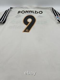 Real Madrid 2003/2004 Home Ronaldo #9 Authentic Adidas Jersey L Men White