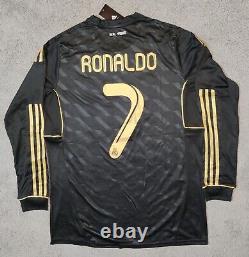 Real Madrid 2010/2011 Black & Gold Ronaldo #7 Adidas Soccer Jersey Shirt Men's L