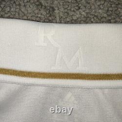 Real Madrid 2011/12 Ronaldo #7 White Gold Soccer Jersey Adidas Retro BWIN Size L