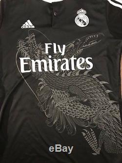 Real Madrid 2014-15 3RD Football Soccer Jersey Shirt ALTERNATE Y3 DRAGON Black M