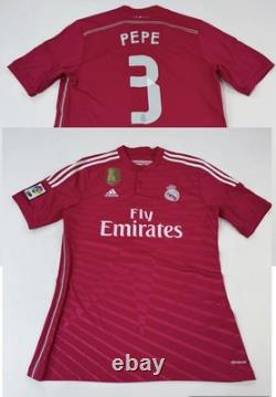 Real Madrid 2014/15 Away Soccer Jersey PEPE #3 Adidas Pink Men's Size L