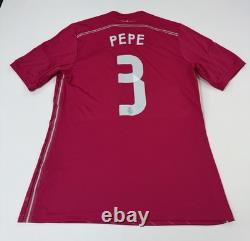 Real Madrid 2014/15 Away Soccer Jersey PEPE #3 Adidas Pink Men's Size L