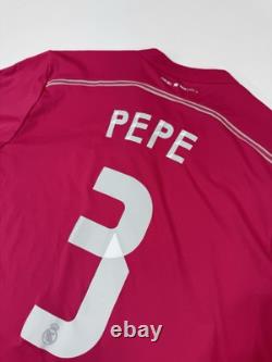 Real Madrid 2014/15 Away Soccer Jersey PEPE #3 Adidas Pink Men's Size L