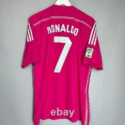 Real Madrid 2014 2015 Away Pink Football Shirt Jersey #7 Ronaldo Size L