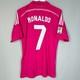 Real Madrid 2014 2015 Away Pink Football Shirt Jersey #7 Ronaldo Size M