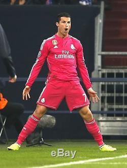 Real Madrid 2014-2015 Ronaldo pink Adizero Champions League player issue jersey