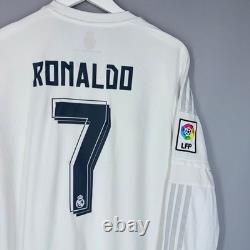 Real Madrid 2015 2016 Home Footbal Shirt Soccer Jersey Adidas #7 Ronaldo XL Long
