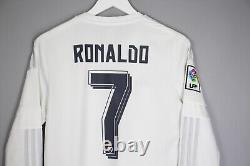 Real Madrid 2015 2016 Home Football Shirt Jersey Adidas #7 Ronaldo Long Sleeve