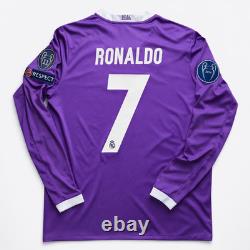 Real Madrid 2016/17 Away Purple Ronaldo 7 UCL Final Jersey Adidas A15159 Size M