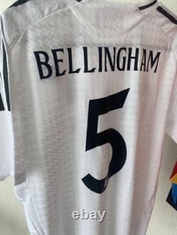 Real Madrid 24/25 Authentic Home Soccer Jersey Bellingham #5 Adidas Size XL