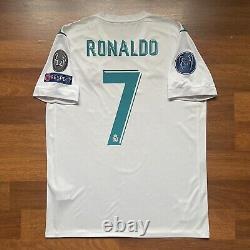 Real Madrid Adidas 2017/2018 Football Home Jersey #7 Ronaldo Size L Az8059