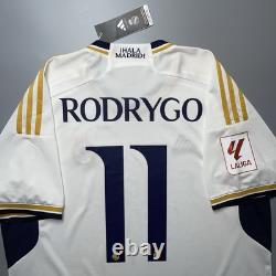 Real Madrid Adidas 2023/2024 Football Home Jersey #11 Rodrygo Size XL Hr3796