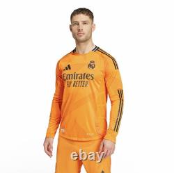 Real Madrid Adidas 24/25 Long Sleeve Authentic Orange Away Jersey IT5194 Size L
