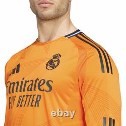 Real Madrid Adidas 24/25 Long Sleeve Authentic Orange Away Jersey IT5194 Size L