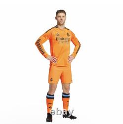 Real Madrid Adidas 24/25 Long Sleeve Authentic Orange Away Jersey IT5194 Size L