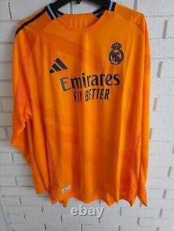 Real Madrid Adidas 24/25 Long Sleeve Authentic SZ 3XL Orange Away Jersey IT5194