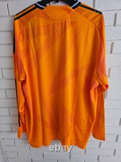 Real Madrid Adidas 24/25 Long Sleeve Authentic SZ 3XL Orange Away Jersey IT5194