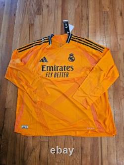 Real Madrid Adidas 24/25 Long Sleeve Authentic SZ 3XL Orange Away Jersey IT5194