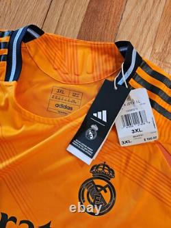 Real Madrid Adidas 24/25 Long Sleeve Authentic SZ 3XL Orange Away Jersey IT5194