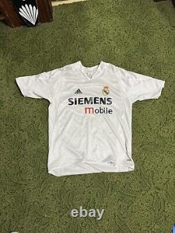 Real Madrid Adidas White Soccer Futbol Jersey Siemens Mobile Men Mediu 2004 2005