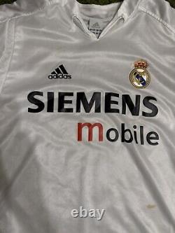 Real Madrid Adidas White Soccer Futbol Jersey Siemens Mobile Men Mediu 2004 2005