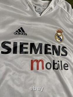 Real Madrid Adidas White Soccer Futbol Jersey Siemens Mobile Men Mediu 2004 2005