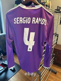 Real Madrid Away Sergio Ramos #4 Long Sleeve Jersey Champions League Final 2017