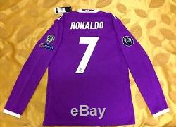 Real Madrid Champions League Final 2017 Ronaldo #7 Long Sleeve Away Shirt Jersey