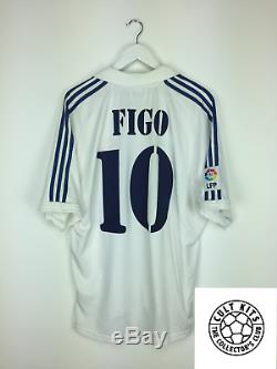Real Madrid FIGO #10 2001 Home Football Shirt (L) Soccer Jersey Adidas